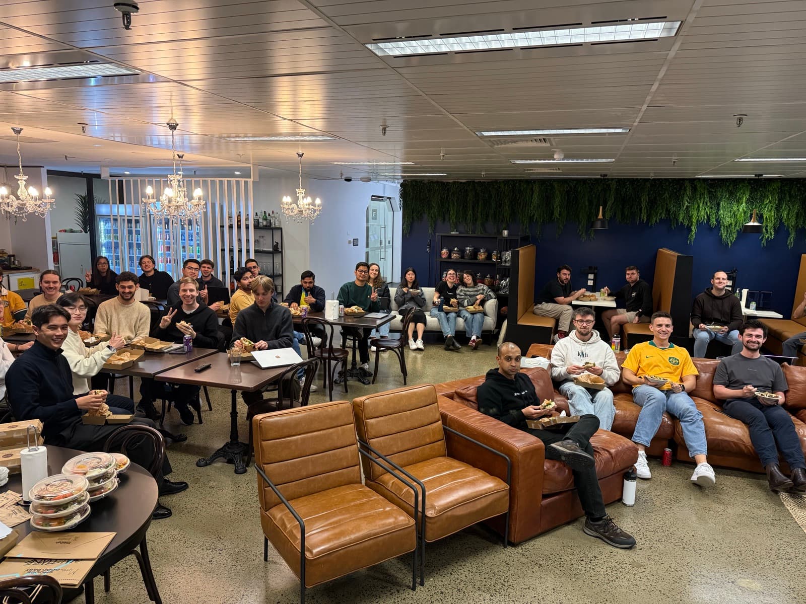 The Swipejobs team gathered for a company lunch in the office