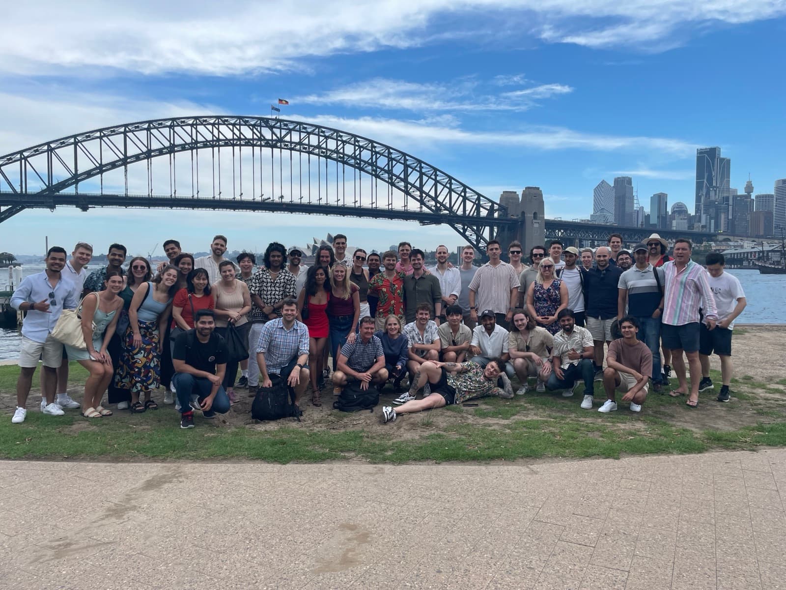 The Swipejobs team gathered in front of the Sydney Harbour Bridge